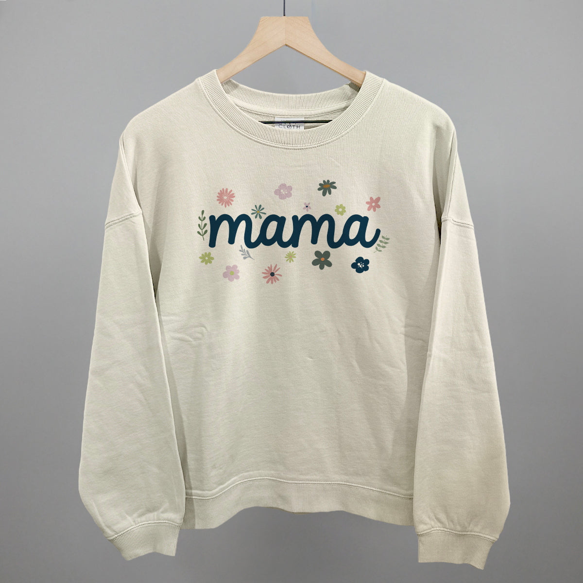 Mama Dainty Floral graphic oversized boxy crew in Bone
