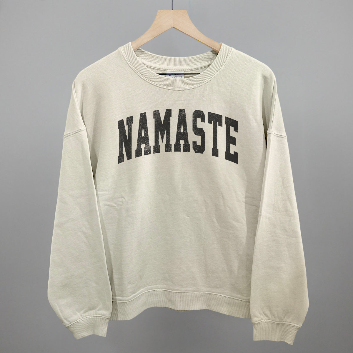 Namaste Yoga graphic oversized boxy crew in Bone