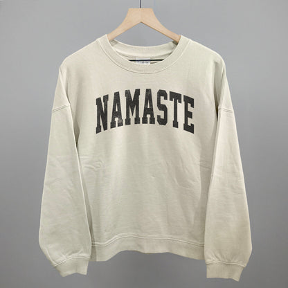 Namaste Yoga graphic oversized boxy crew in Bone