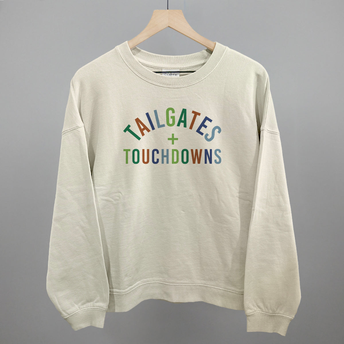 Tailgates and Touchdowns Football graphic oversized boxy crew in Bone