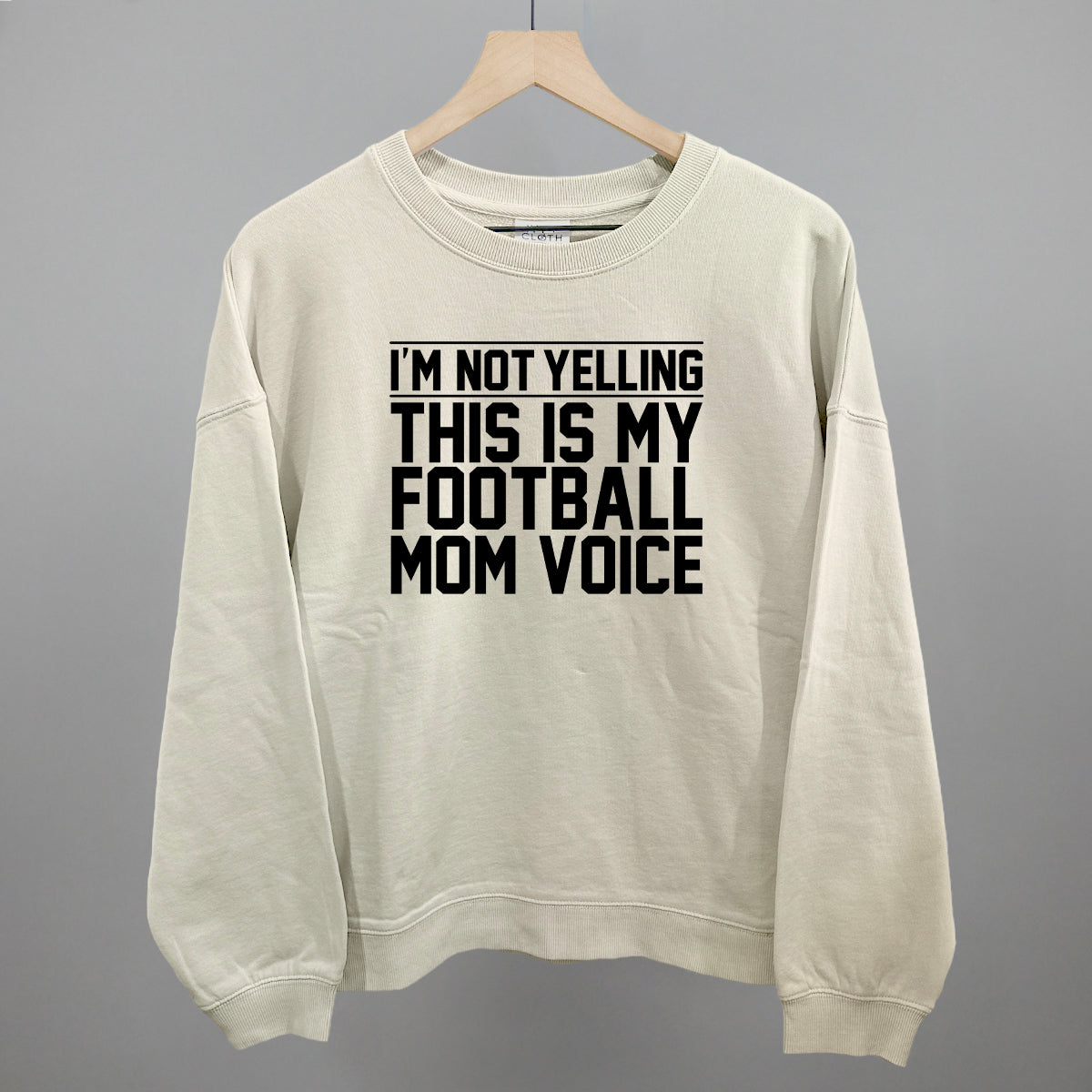 Football Mom Voice graphic oversized boxy crew in Bone