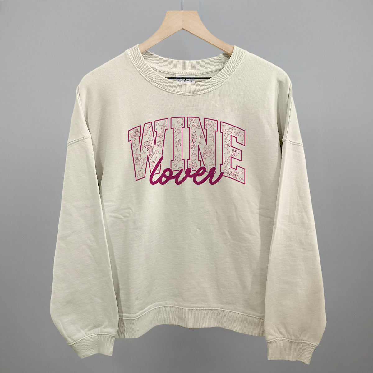Wine Lover graphic oversized boxy crew in Bone