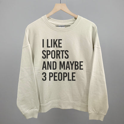 I Like Sports and Maybe 3 People graphic oversized boxy crew in Bone