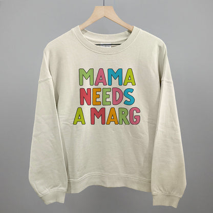 Mama Needs A Marg Colorful Funny Oversized Boxy Crewneck Sweatshirt in Bone – Ivy + Cloth