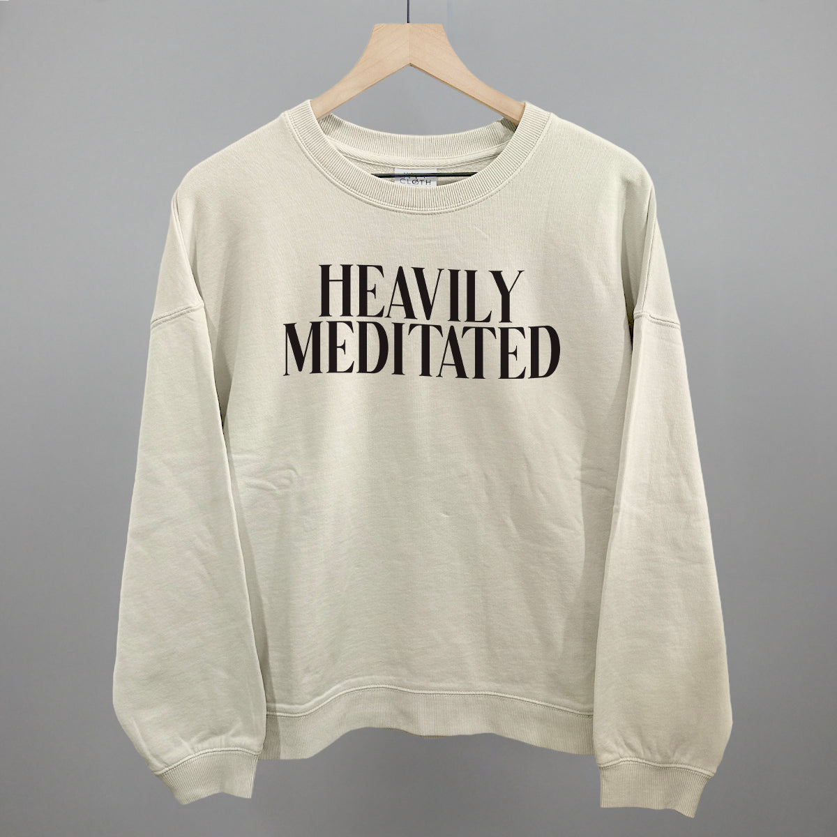 Heavily Meditated Yoga graphic oversized boxy crew in Bone