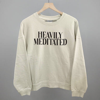 Heavily Meditated Yoga graphic oversized boxy crew in Bone