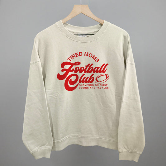 Tired Moms Football Club Funny Oversized Boxy Crewneck Sweatshirt in Bone – Ivy + Cloth