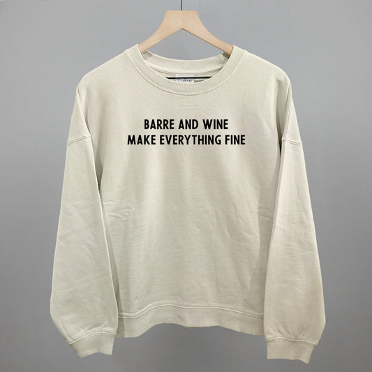 Barre and Wine Make Everything Fine graphic oversized boxy crew in Bone