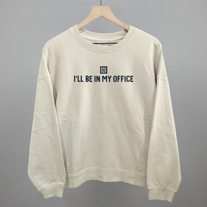 I'll Be In My Office Quilting graphic oversized boxy crew in Bone