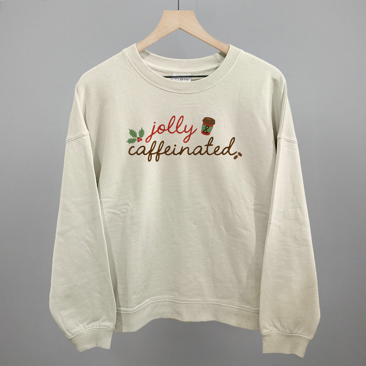 Jolly & Caffeinated Funny Oversized Boxy Crewneck Sweatshirt in Bone – Ivy + Cloth