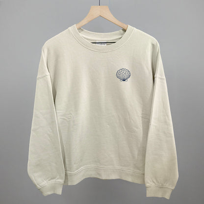 Speckled Seashell (Navy Blue) (Left Chest) Funny Oversized Boxy Crewneck Sweatshirt in Bone – Ivy + Cloth