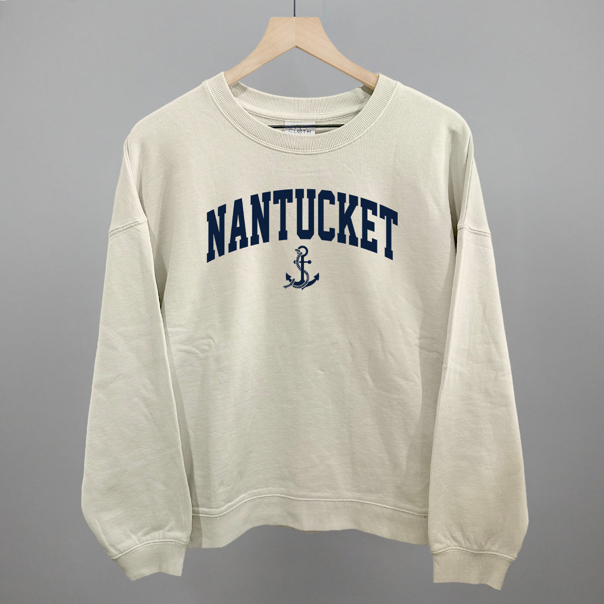 Nantucket Arch And Anchor Funny Oversized Boxy Crewneck Sweatshirt in Bone – Ivy + Cloth