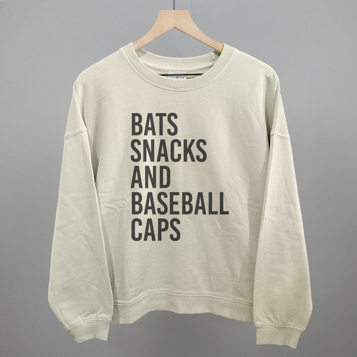 Bats, Snacks, And Baseball Caps Funny Oversized Boxy Crewneck Sweatshirt in Bone – Ivy + Cloth