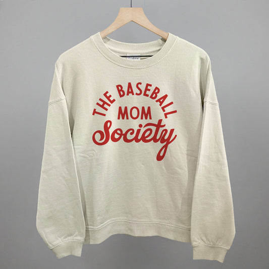 The Baseball Mom Society Funny Oversized Boxy Crewneck Sweatshirt in Bone – Ivy + Cloth
