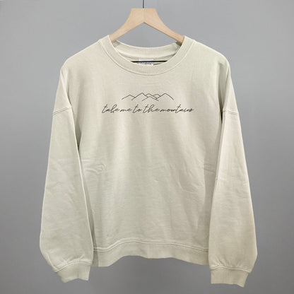 Take Me To The Mountains Funny Oversized Boxy Crewneck Sweatshirt in Bone – Ivy + Cloth