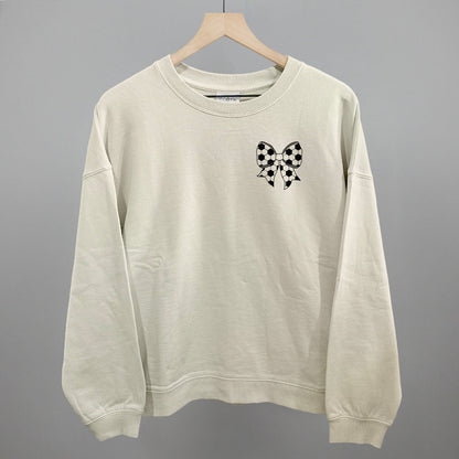 Soccer Bow (Left Chest) Funny Oversized Boxy Crewneck Sweatshirt in Bone – Ivy + Cloth