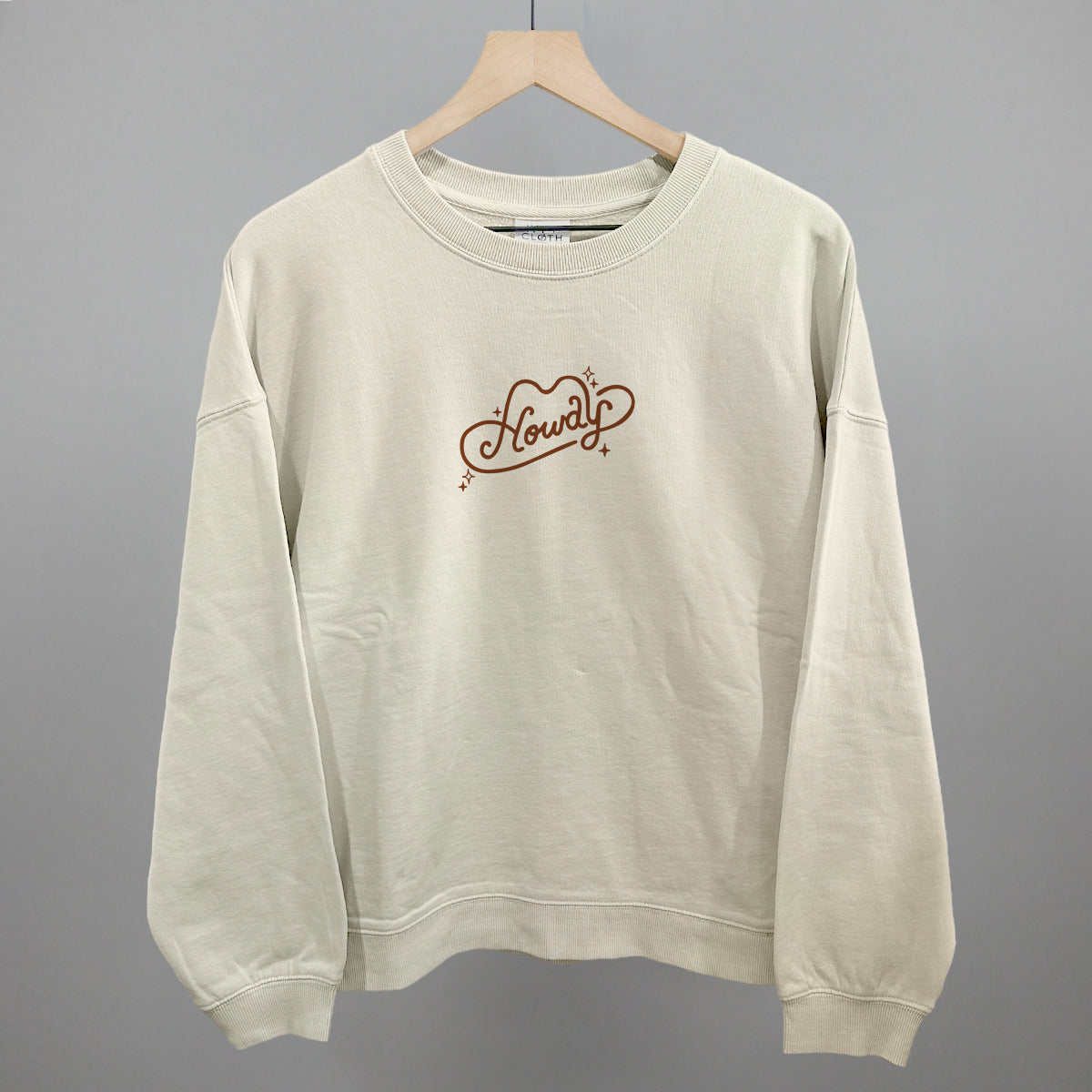 Howdy (Hat + Sparkles) Funny Oversized Boxy Crewneck Sweatshirt in Bone – Ivy + Cloth