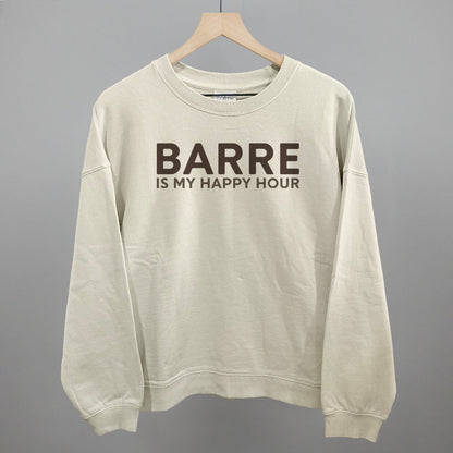 Barre Is My Happy Hour Funny Oversized Boxy Crewneck Sweatshirt in Bone – Ivy + Cloth