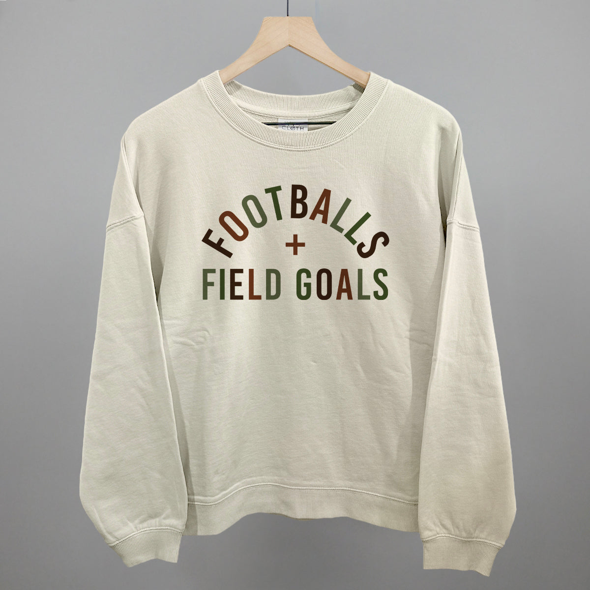 Footballs and Field Goals graphic oversized boxy crew in Bone