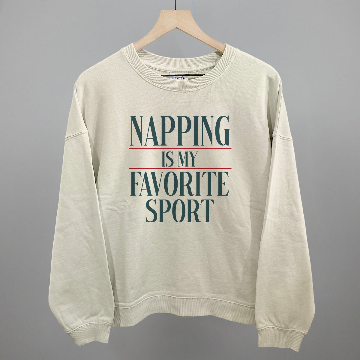 Napping Is My Favorite Sport graphic oversized boxy crew in Bone