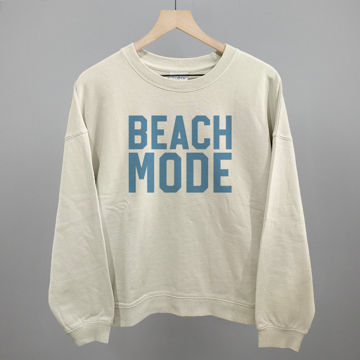 Beach Mode graphic oversized boxy crew in Bone
