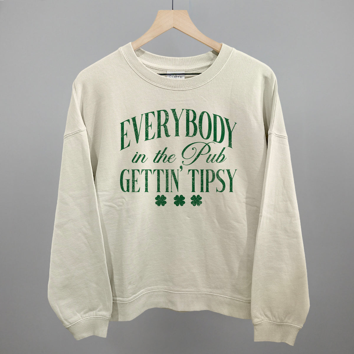 Everybody In The Pub Gettin' Tipsy St. Patrick's Day graphic oversized boxy crew in Bone