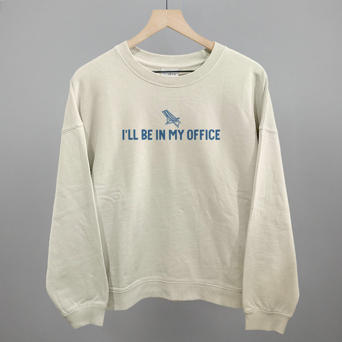 I'll Be In My Office Beach graphic oversized boxy crew in Bone