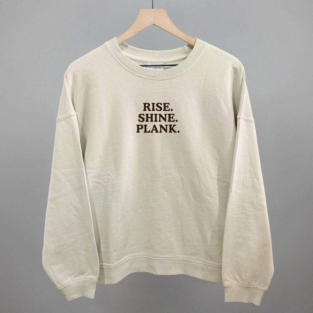 Rise Shine Plank Funny Oversized Boxy Crewneck Sweatshirt in Bone – Ivy + Cloth