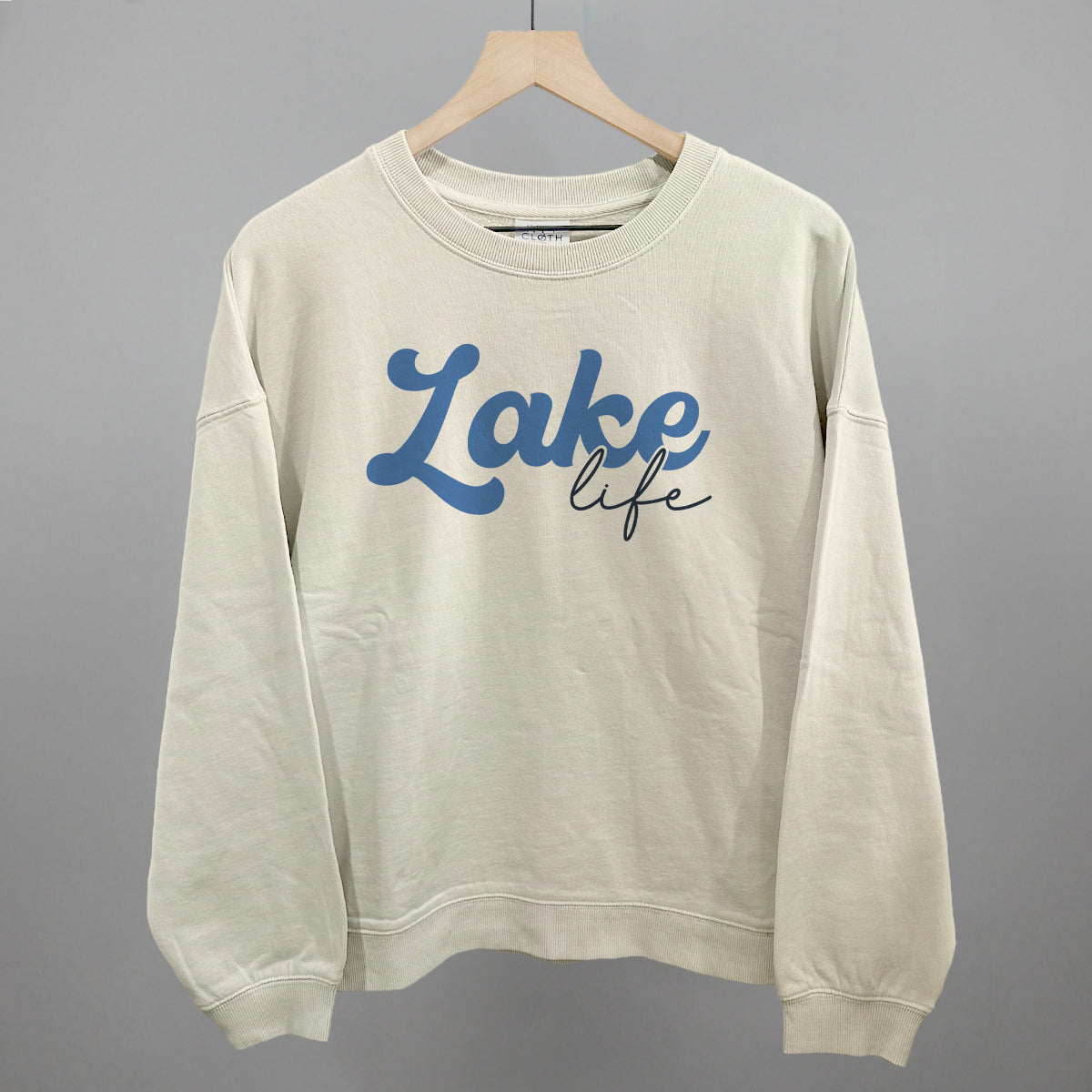 Lake Life Script Funny Oversized Boxy Crewneck Sweatshirt in Bone – Ivy + Cloth