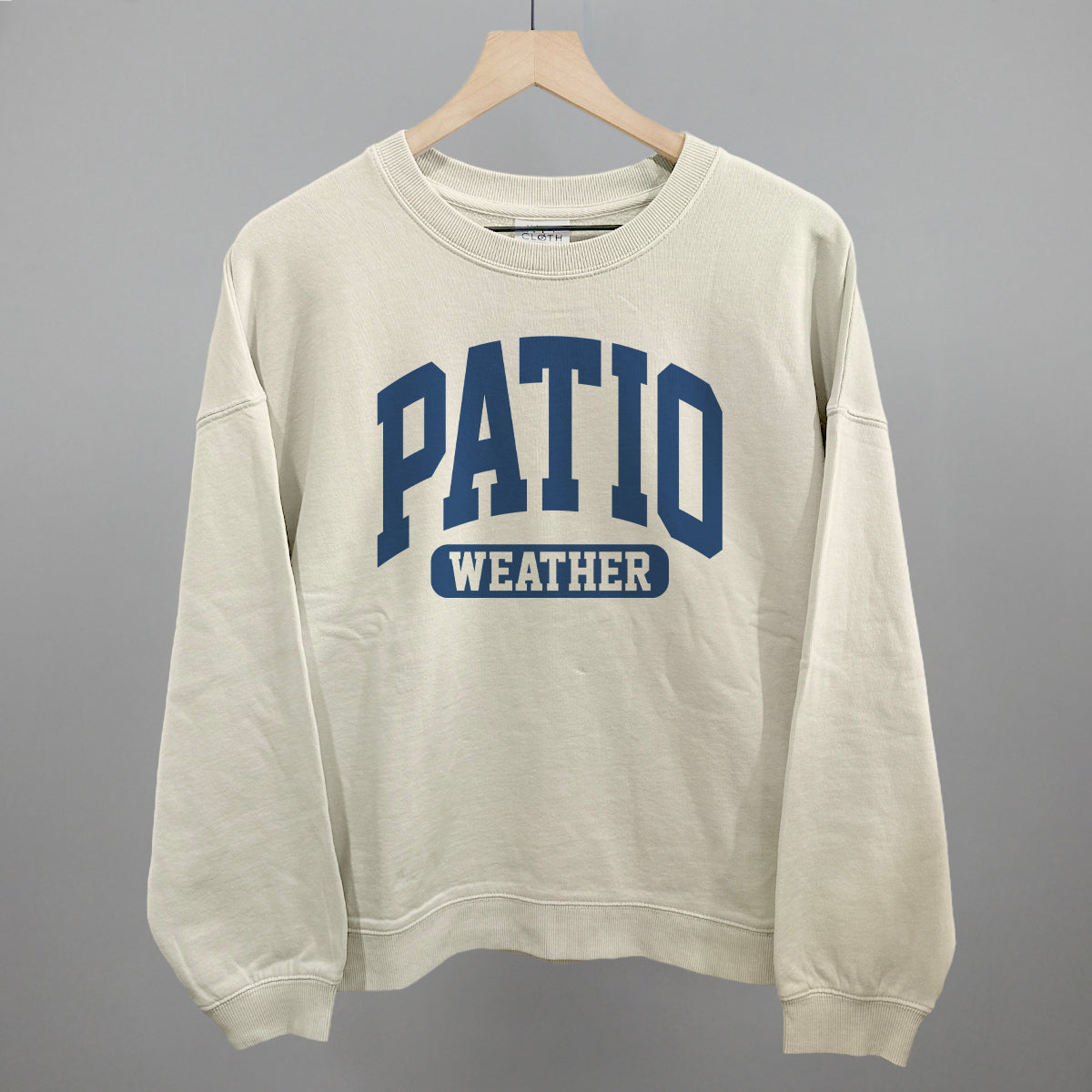 Patio Weather graphic oversized boxy crew in Bone
