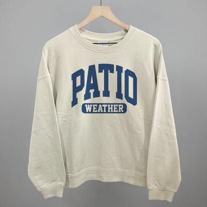 Patio Weather graphic oversized boxy crew in Bone