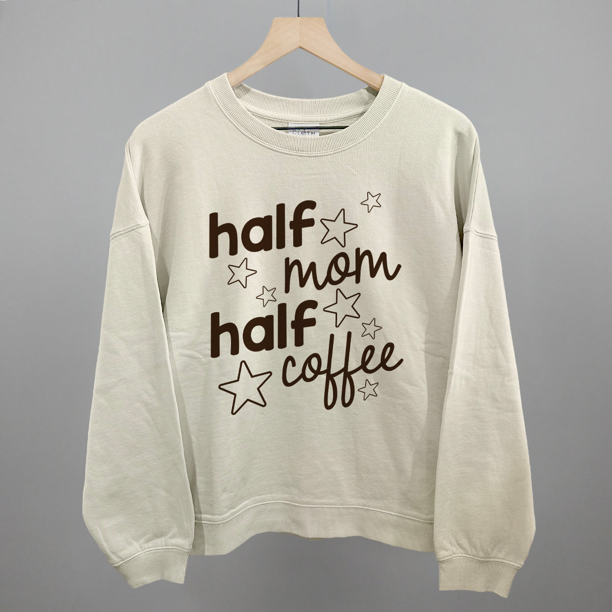 Half Mom Half Coffee Stars Funny Oversized Boxy Crewneck Sweatshirt in Bone – Ivy + Cloth