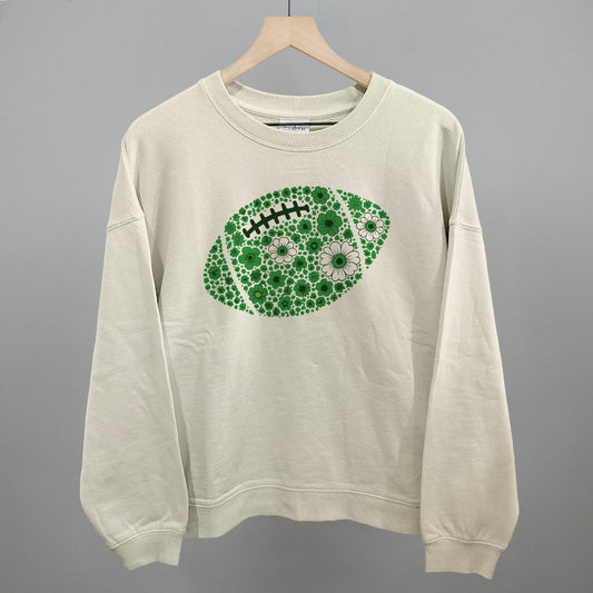 Floral Football Green Funny Oversized Boxy Crewneck Sweatshirt in Bone – Ivy + Cloth