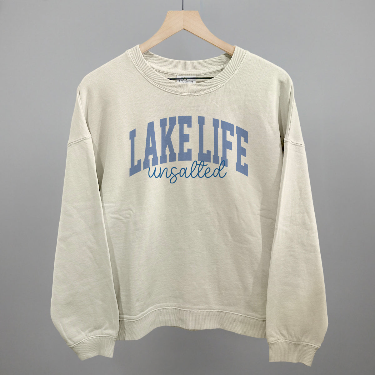 Lake Life Unsalted graphic oversized boxy crew in Bone