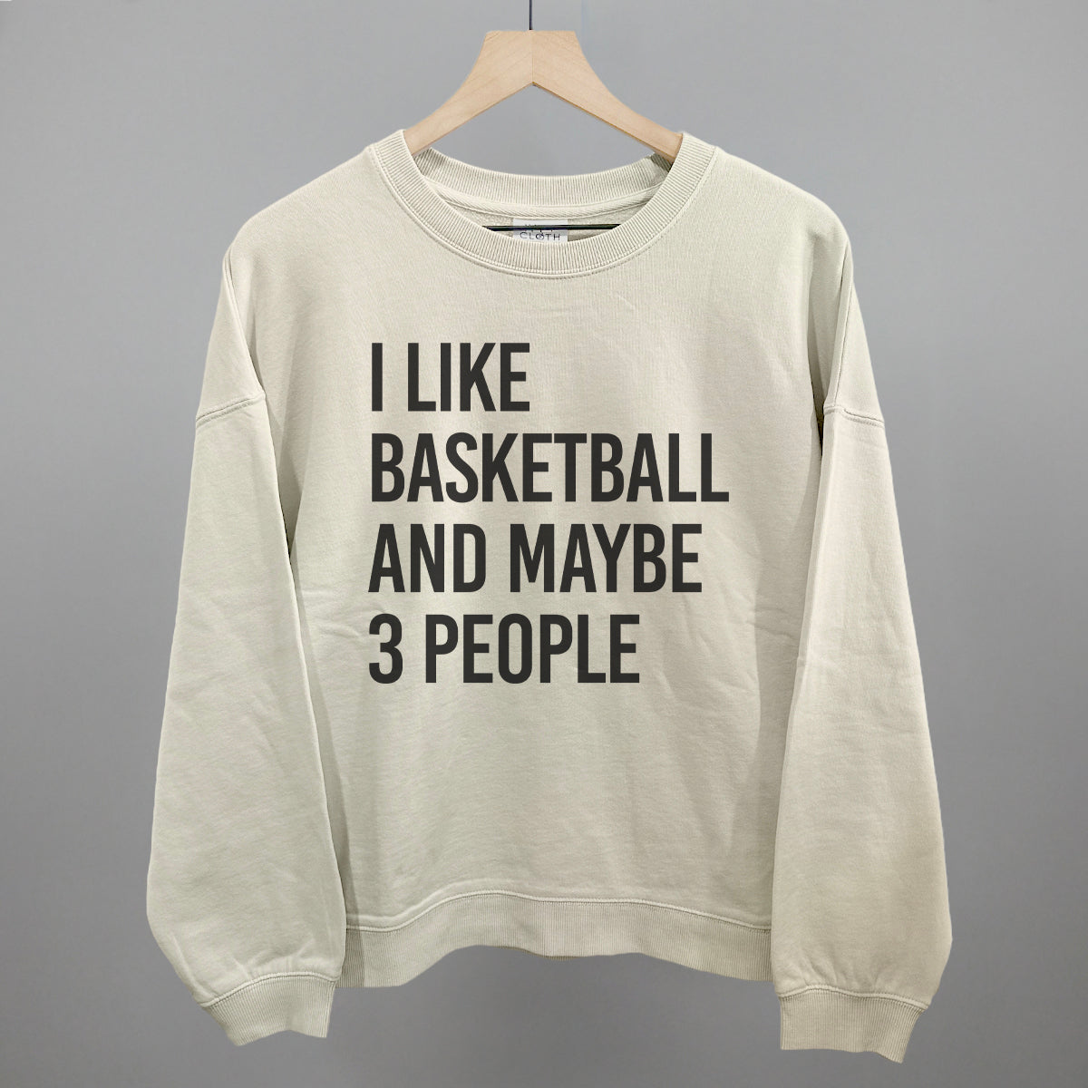 I Like Basketball and Maybe 3 People graphic oversized boxy crew in Bone