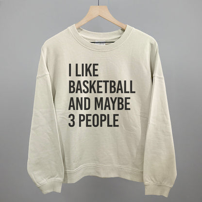 I Like Basketball and Maybe 3 People graphic oversized boxy crew in Bone