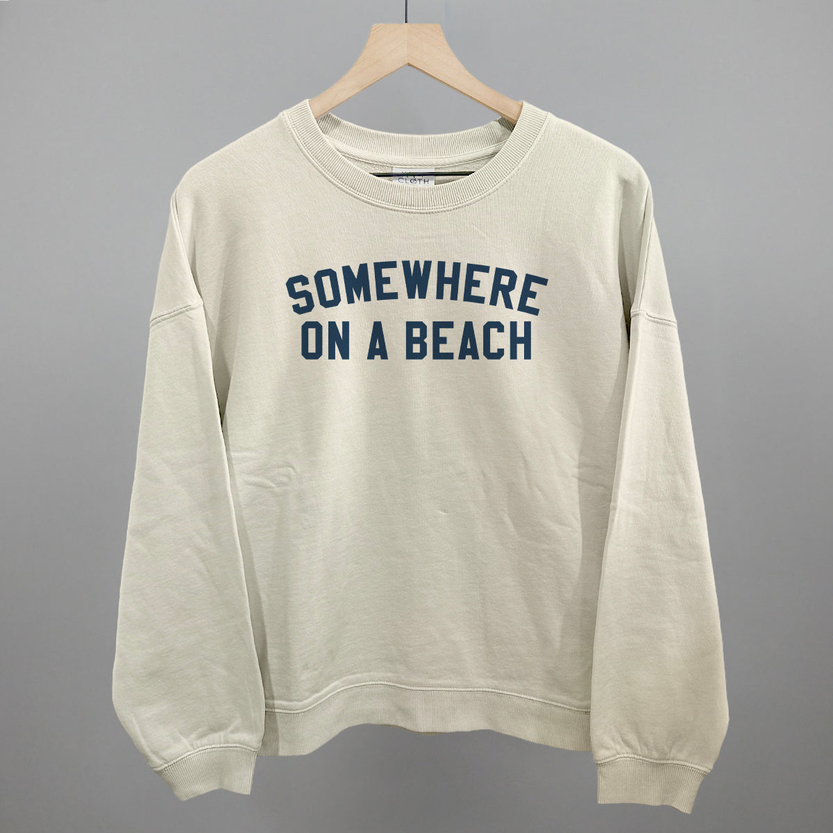 Somewhere On A Beach graphic oversized boxy crew in Bone
