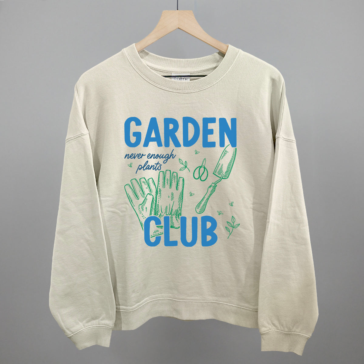 Garden Club Gardening graphic oversized boxy crew in Bone