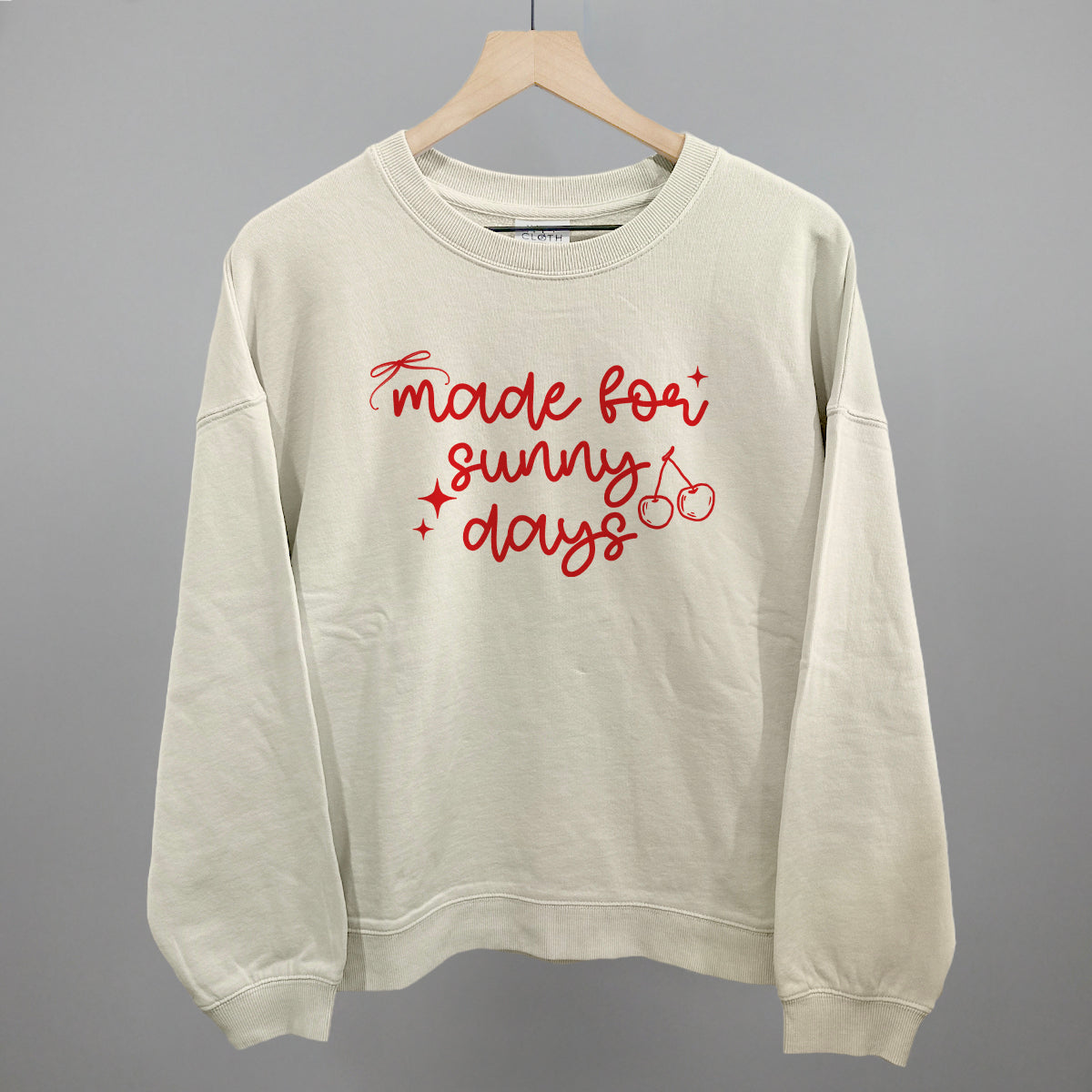 Made For Sunny Days Summer graphic oversized boxy crew in Bone