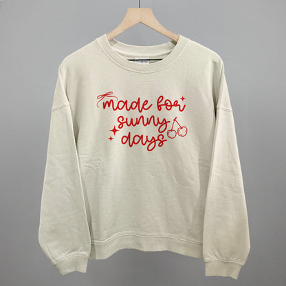 Made For Sunny Days Summer graphic oversized boxy crew in Bone
