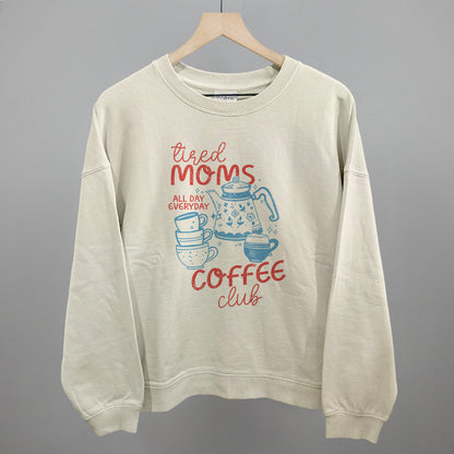 Tired Moms Coffee Club Doodle Funny Oversized Boxy Crewneck Sweatshirt in Bone – Ivy + Cloth