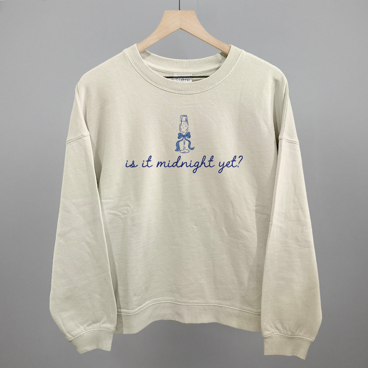 Is It Midnight Yet (Blue) Funny Oversized Boxy Crewneck Sweatshirt in Bone – Ivy + Cloth