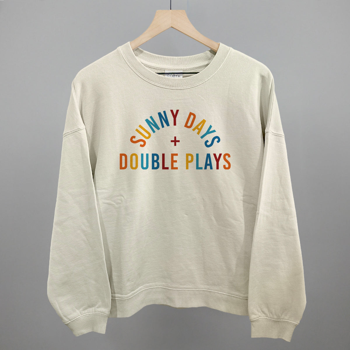 Sunny Days and Double Plays Baseball graphic oversized boxy crew in Bone