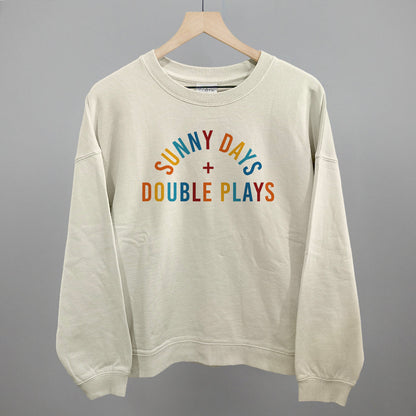 Sunny Days and Double Plays Baseball graphic oversized boxy crew in Bone