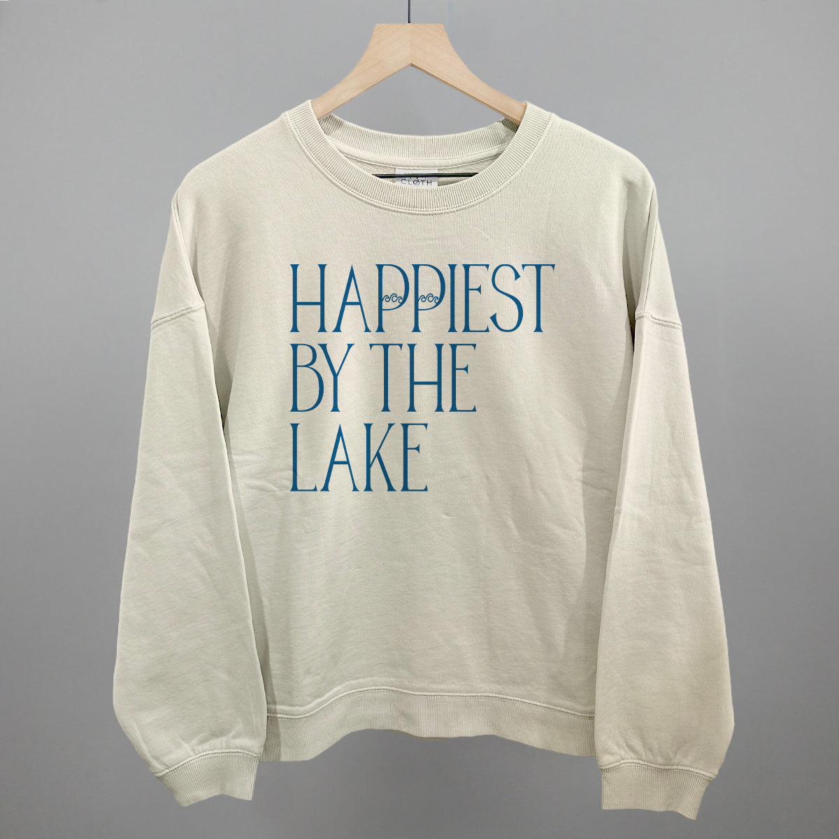 Happiest By The Lake graphic oversized boxy crew in Bone