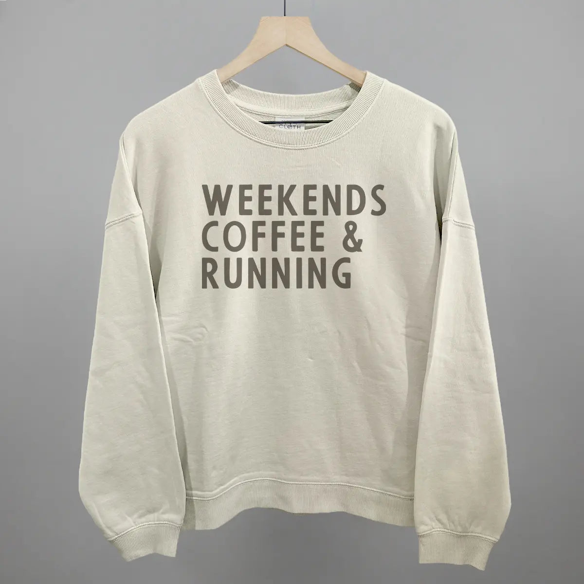 Weekends Coffee & Running Funny Oversized Boxy Crewneck Sweatshirt in Bone – Ivy + Cloth