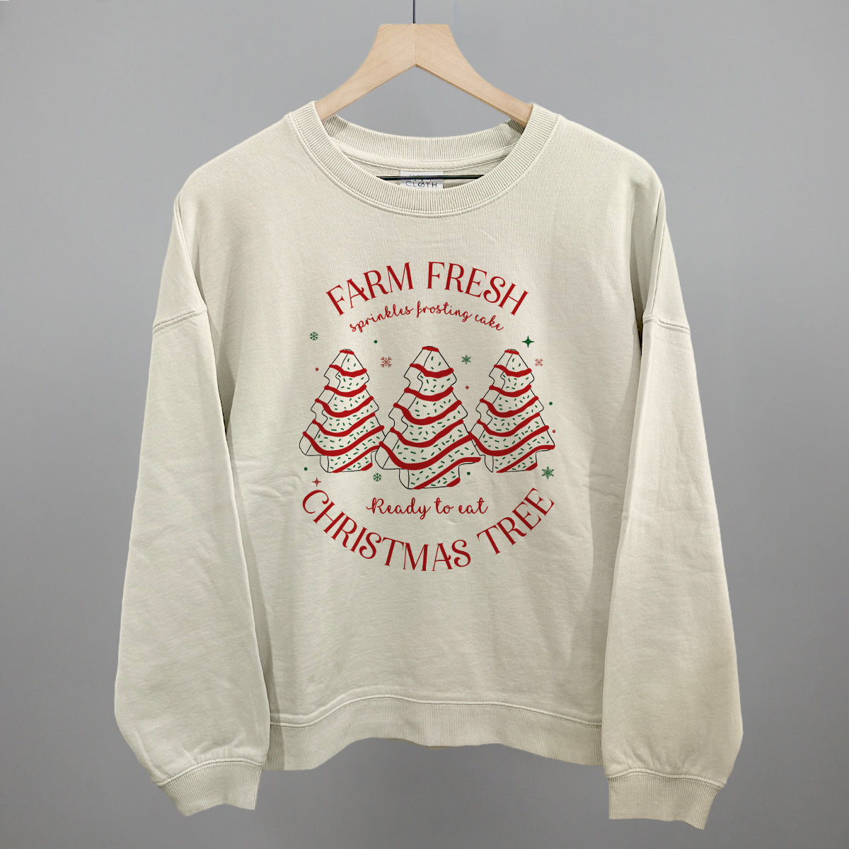 Farm Fresh Christmas Tree Cake Funny Oversized Boxy Crewneck Sweatshirt in Bone – Ivy + Cloth