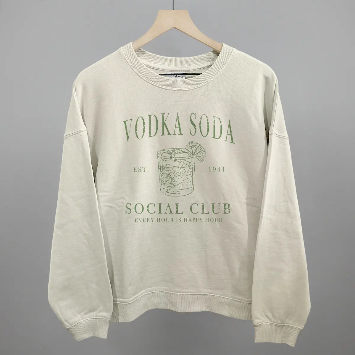 Vodka Soda Social Club Funny Oversized Boxy Crewneck Sweatshirt in Bone – Ivy + Cloth