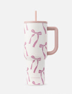 Elevated Faith Tumbler with Pink Bow Design, Perfect for Christian Gifts