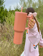 Elevated Faith Rose Pink Tumbler with Straw, Perfect for Christian Gifts and Everyday Use